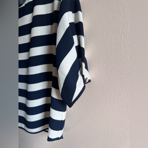 Zara Navy White Striped Blouse - Picture 4 of 12